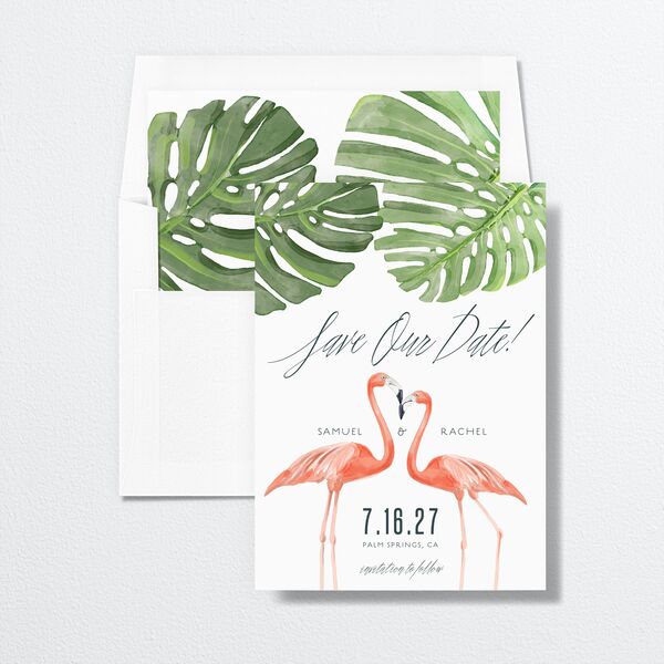 Romantic Palm Save The Date Cards Tide Pool Signature smooth No