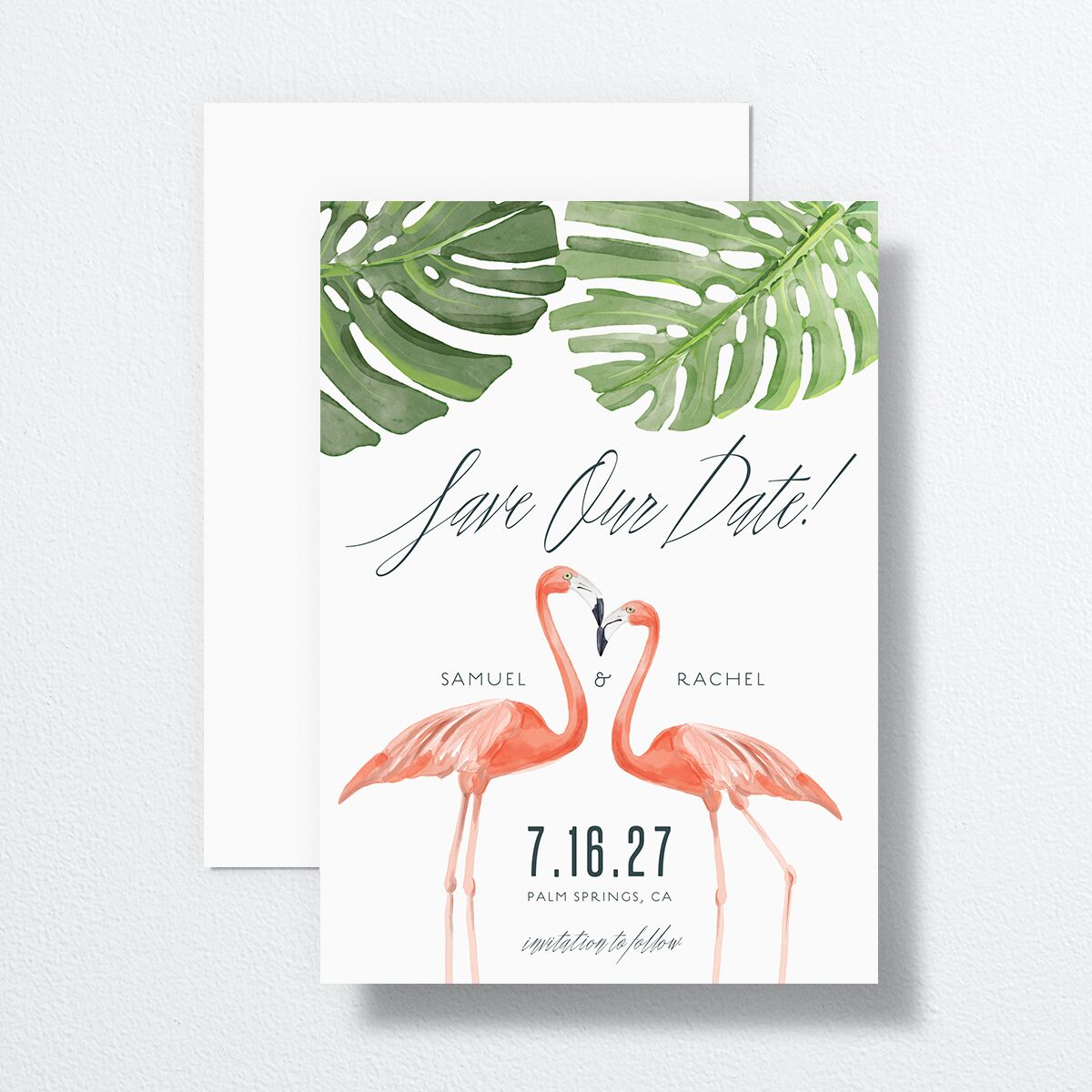 Romantic Palm Save The Date Cards Tide Pool Signature smooth No