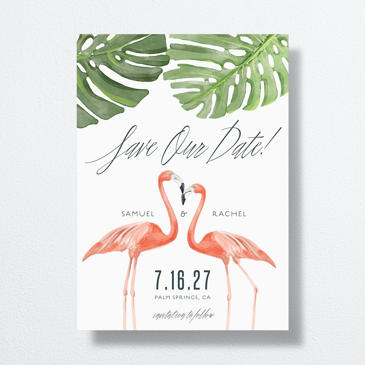 Romantic Palm Save The Date Cards Tide Pool Signature smooth No