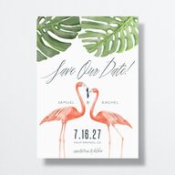 Romantic Palm Save The Date Cards Tide Pool Signature smooth No