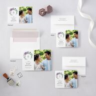 Romantic Wisteria Save The Date Cards Purple Petal Signature smooth Blank No Standard