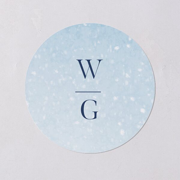 Snowflake Branches Wedding Stickers Baby Blue Circle