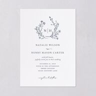 Natural Monogram Wedding Invitations Midnight Navy Signature Blank No Standard