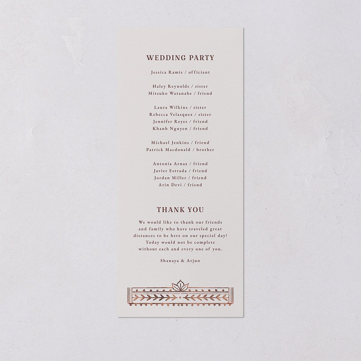Indian Painted Henna Wedding Programs Chestnut Signature