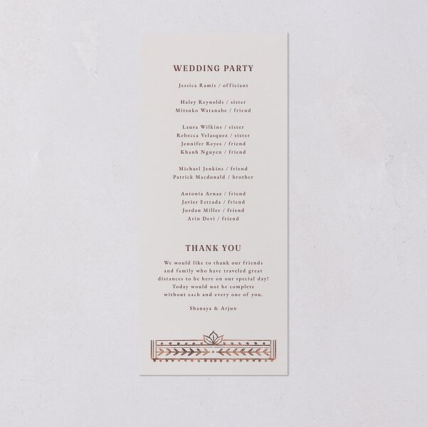 Indian Painted Henna Wedding Programs Chestnut Signature