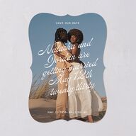 Retro Typography Photo Save the Date Cards Sapphire Signature smooth Blank No Bracket