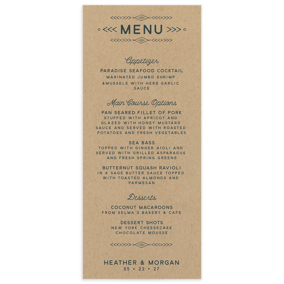 Vintage Mountain Menus