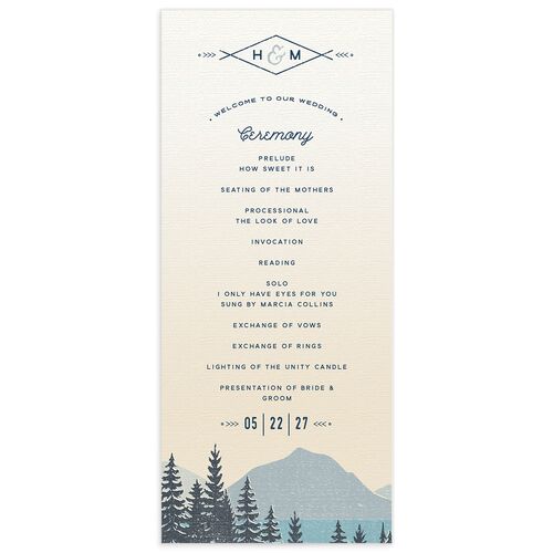 Vintage Mountain Wedding Programs Dusty Blue Signature smooth