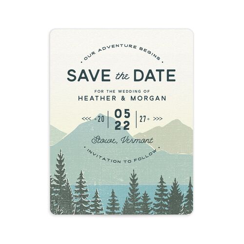 Vintage Mountain Save The Date Magnets - Teal