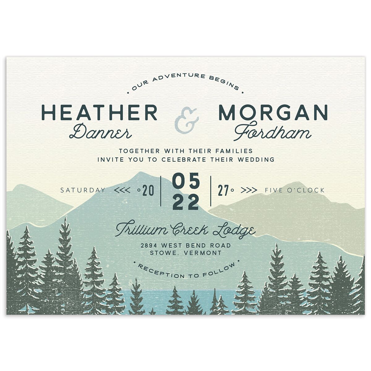Vintage Mountain Wedding Invitations