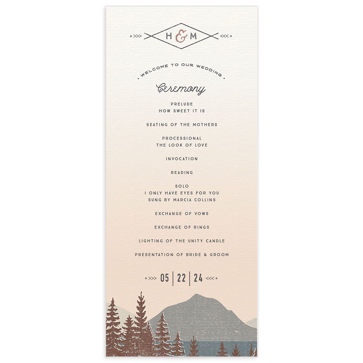 Rustic Mountain Wedding Programs