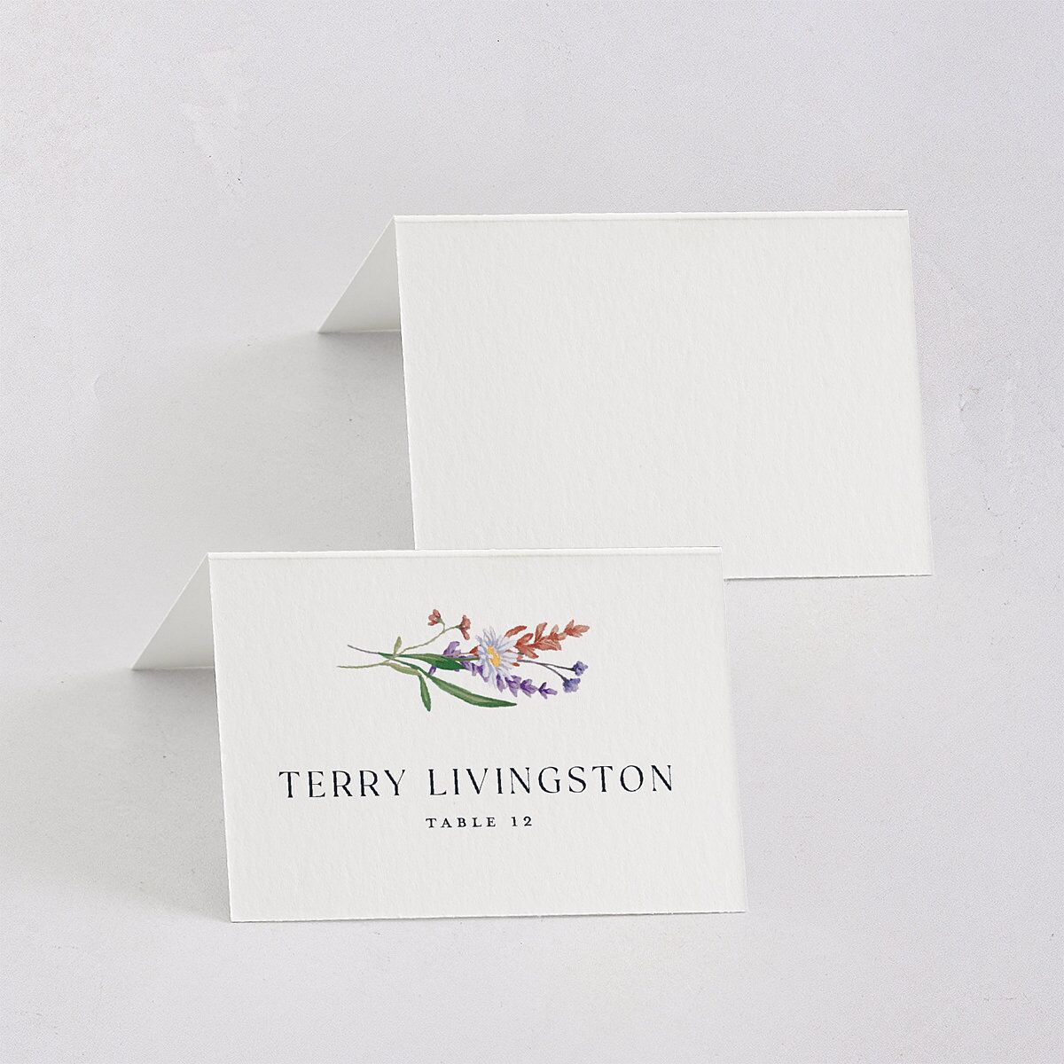 Mountain Wildflowers Place Cards Dusty Blue Signature