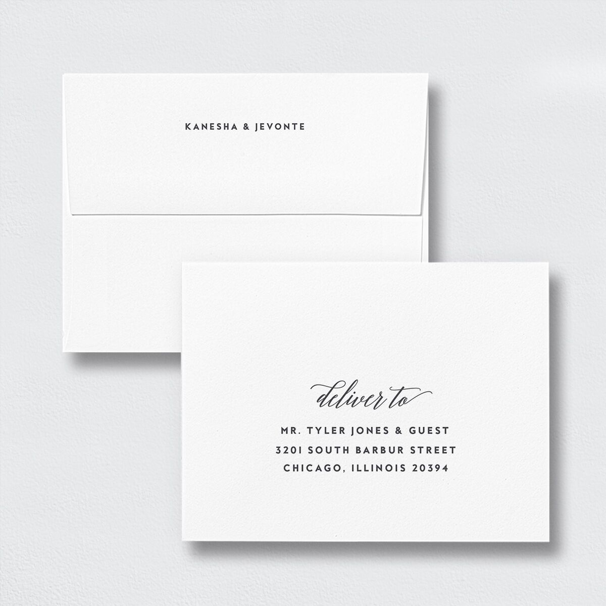 We Do Save the Date Petite Card Envelopes White Standard Medieval Grey Both Recipient and Return Addresses Signature