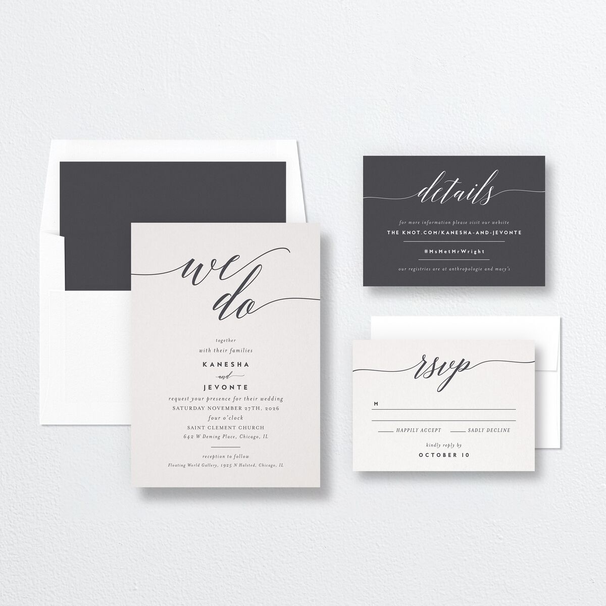 We Do Wedding Invitations Medieval Grey Signature No Standard