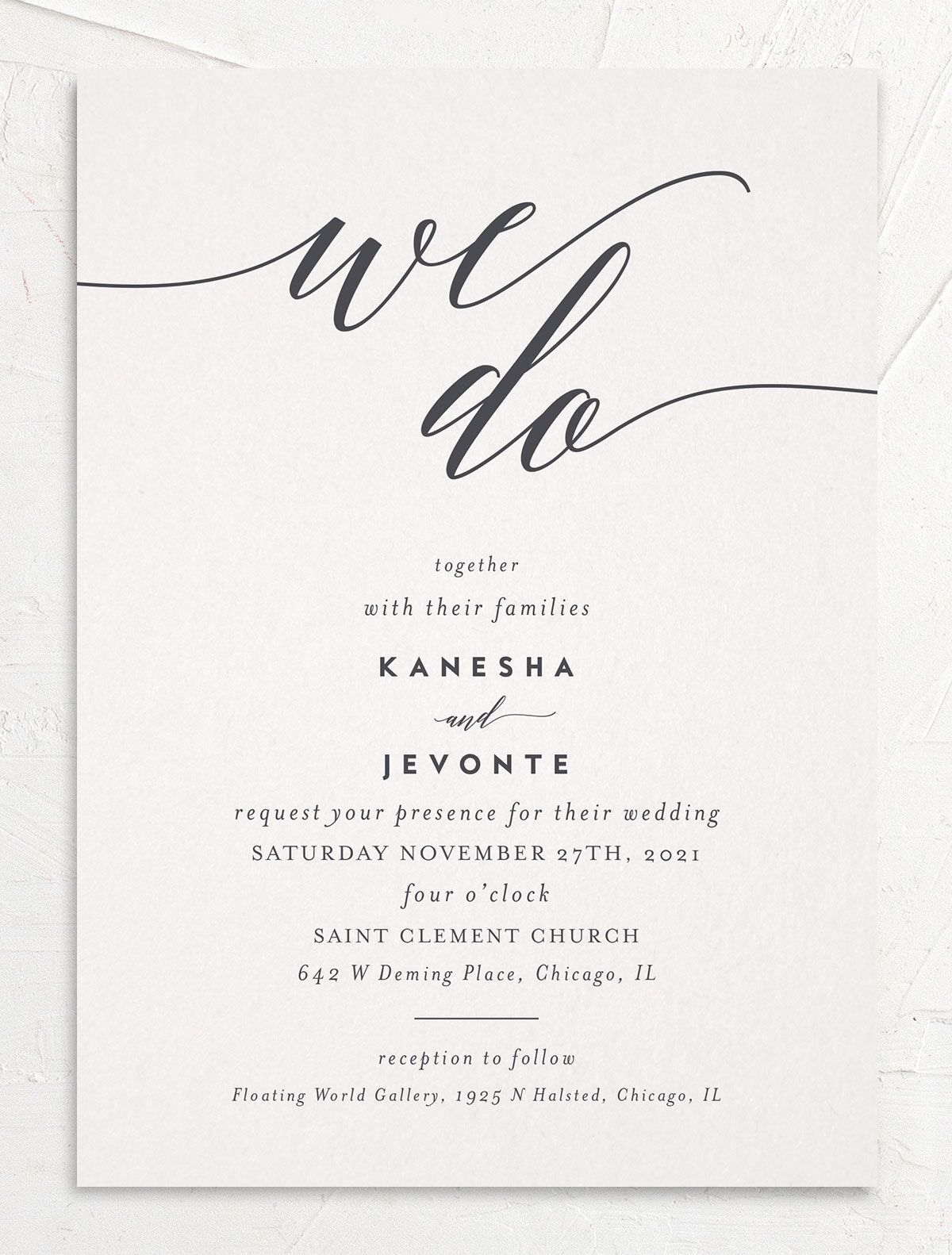 Modern Calligraphy Wedding Invitations front