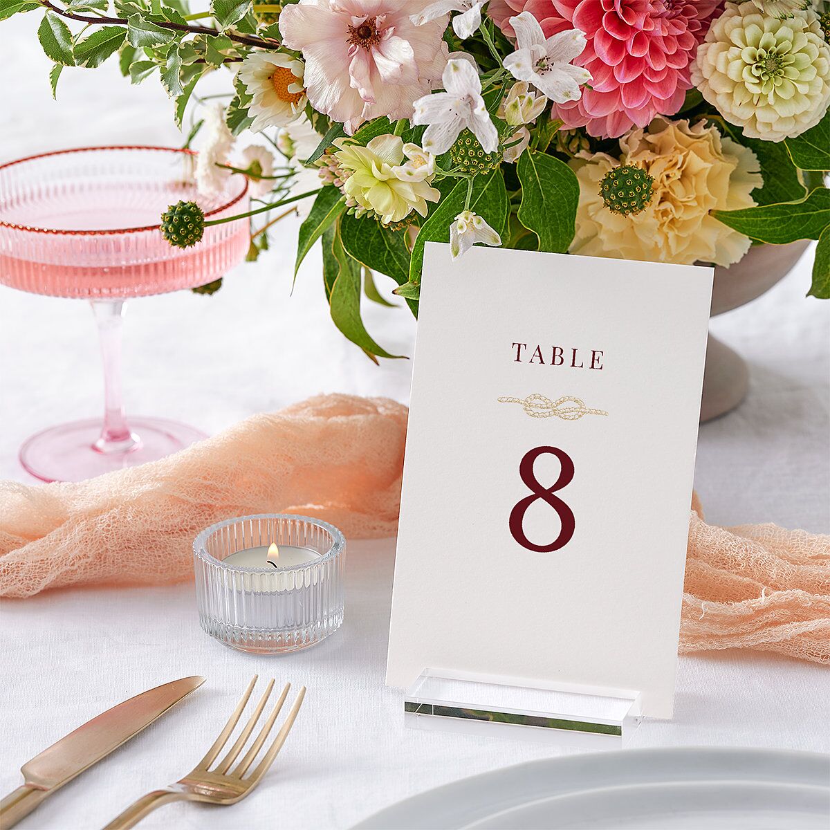 Elegant Lighthouse Foil Table Numbers Gold Maroon Signature