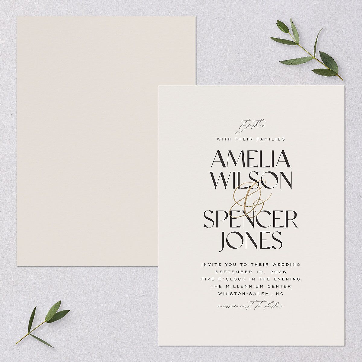 Together Wedding Invitations Gold Champagne Signature Blank No Standard