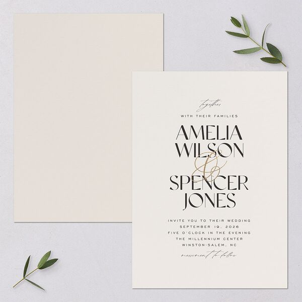 Together Wedding Invitations Gold Champagne Signature Blank No Standard