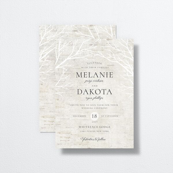Rustic Birch Wedding Invitations Champagne Signature No