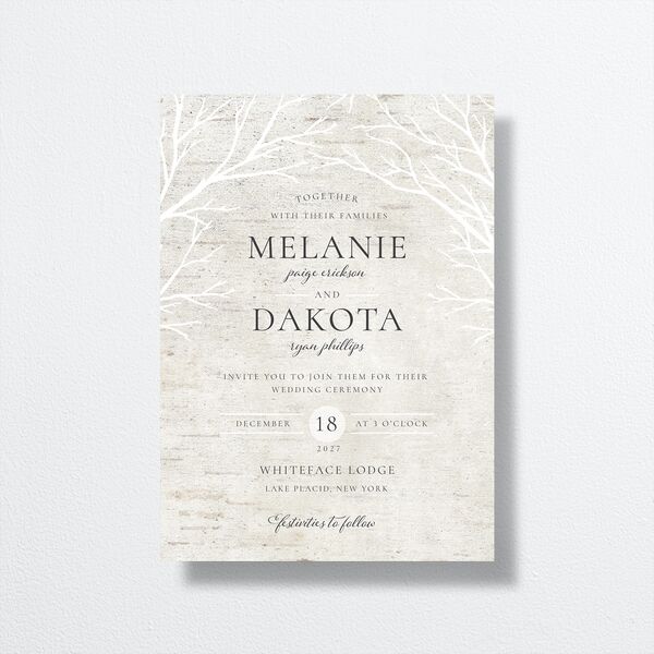 Rustic Birch Wedding Invitations Champagne Signature No
