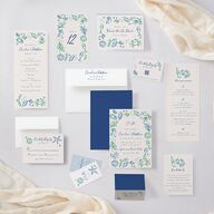 Nautical Border Wedding Invitations French Blue Signature Blank No Standard