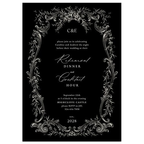 Antique Victorian Botanical Rehearsal Dinner Invitations Licorice Signature Blank Standard