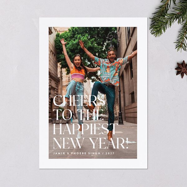 Big Cheers Holiday Cards Pure White Signature Blank Standard Portrait