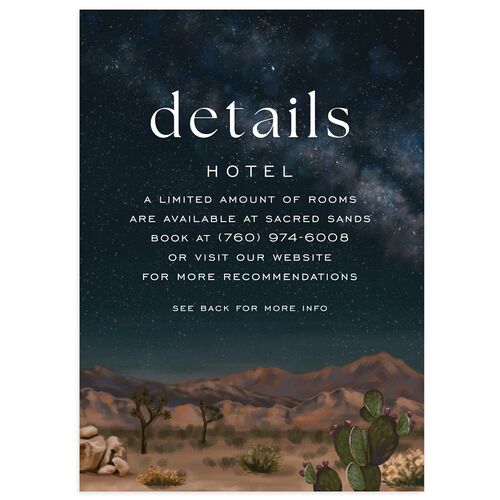 Desert Cactus Wedding Event Detail Cards Licorice Signature Standard