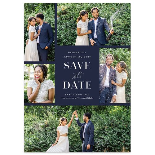 Portrait Gallery Save the Date Cards Navy Signature smooth Blank No Standard