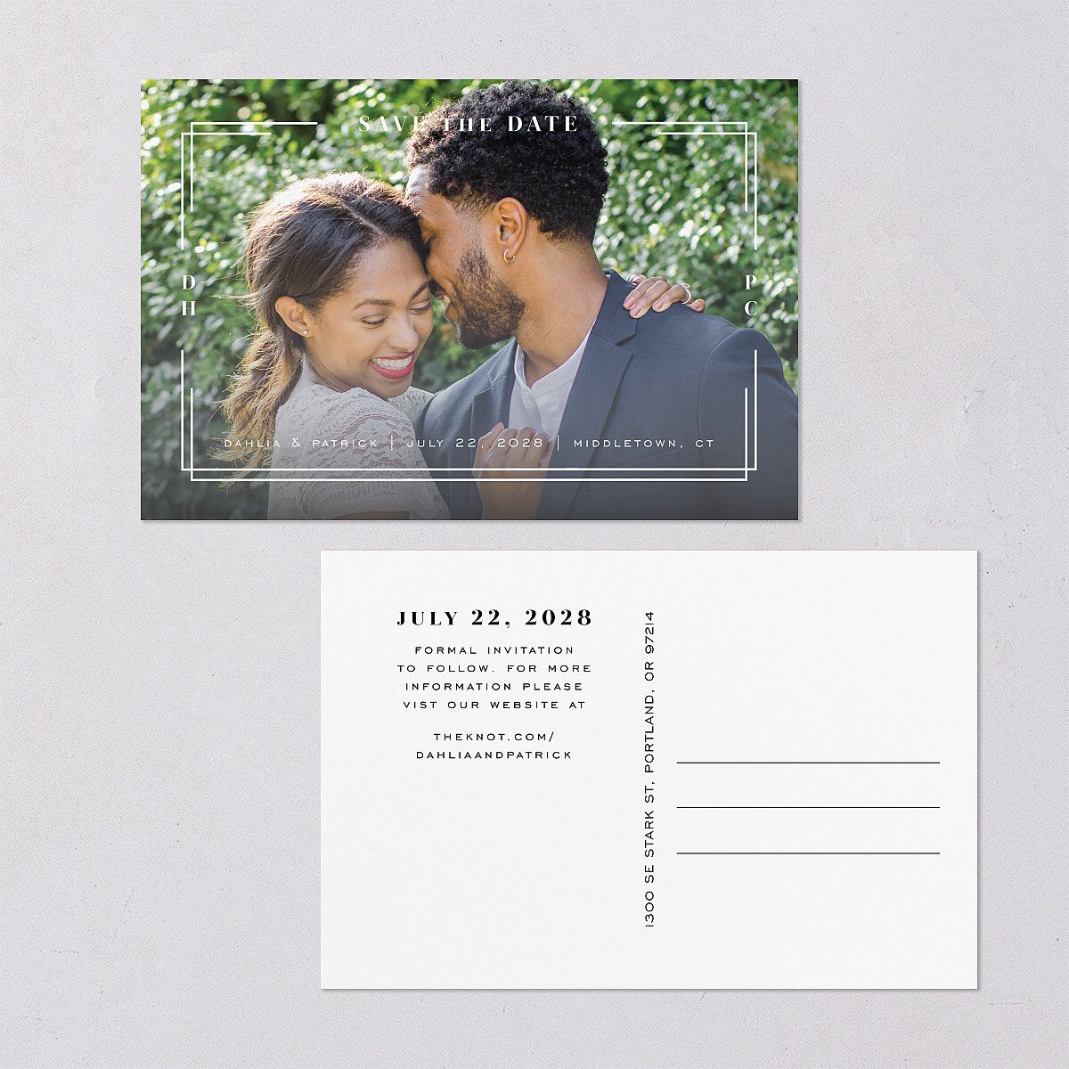Framed Photo Save the Date Postcards Pure White Postcard