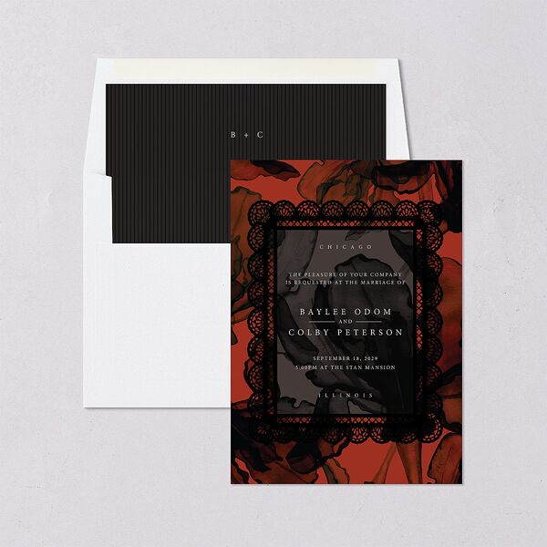 Moody Romantic Lace Floral Envelope Liners Red Clay Standard
