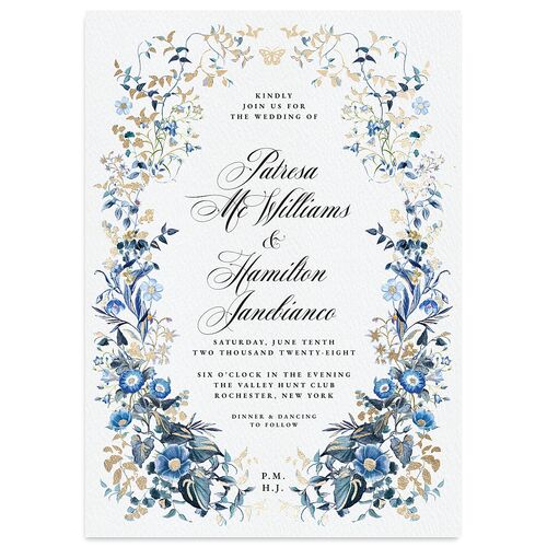 Opulent Garden Foil Wedding Invitations Gold Slate Signature Blank No Standard