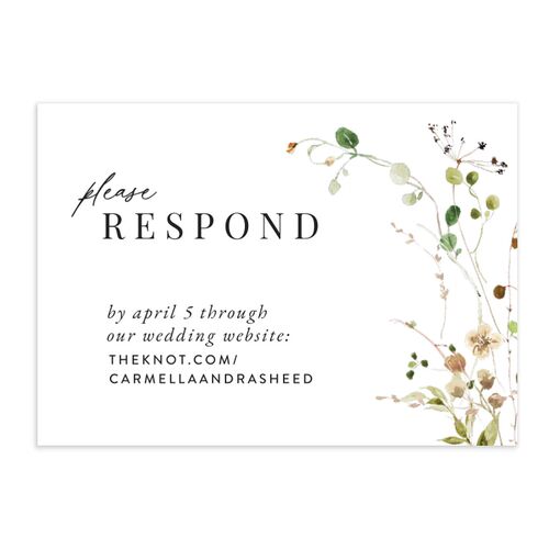 Delicate Wildflower URL RSVP Cards Tan Signature Standard
