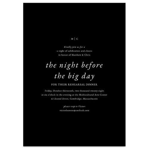 Classically Stated Rehearsal Dinner Invitations Midnight Signature Blank Standard