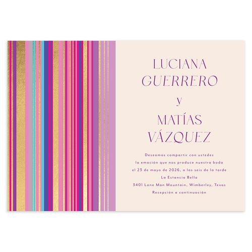 Serape de Sol Wedding Invitations Gold Iris Signature Blank No Standard