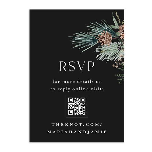 Rustic Pine QR Code RSVP Cards Charcoal Signature Standard
