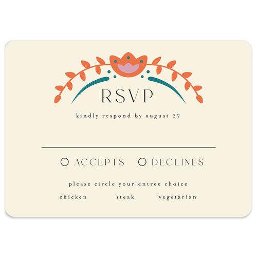 Nordic Folk Wedding Response Cards Soft Berry Signature Rounded