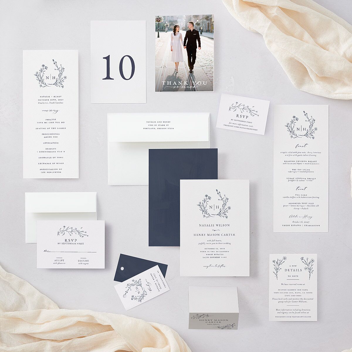 Natural Monogram Favor Gift Tags Midnight Navy Signature