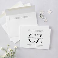 Simple Modern Monogram Rehearsal Dinner Invitations Pure White Signature Blank Standard