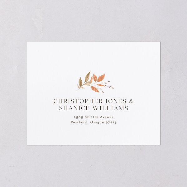 Leafy Rustic Monogram All-in-One Wedding Invitations Raw Sienna Signature Light Both Recipient and Return Addresses No