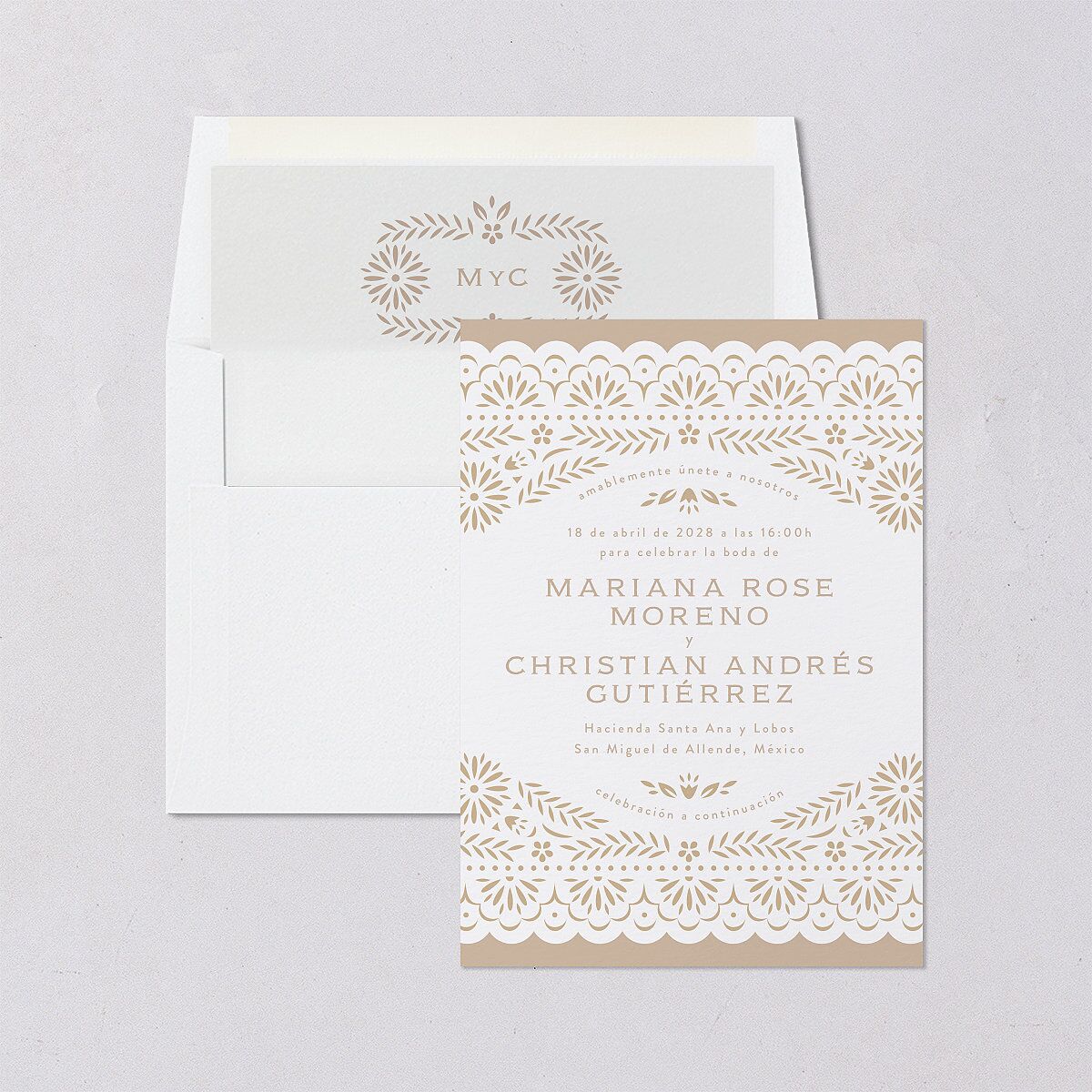 Papel Picado De Mexico Standard Envelope Liners Taupe Standard