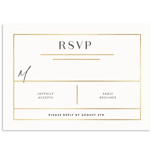 Refined Frame Wedding Response Cards Gold Charcoal Signature Standard