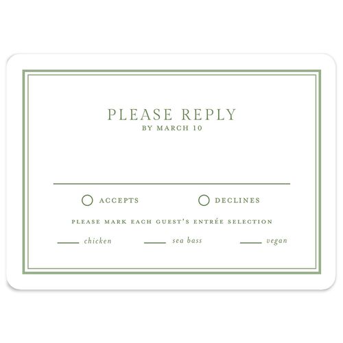 Antique Garden Lace Floral Wedding Response Cards Moss Signature Rounded