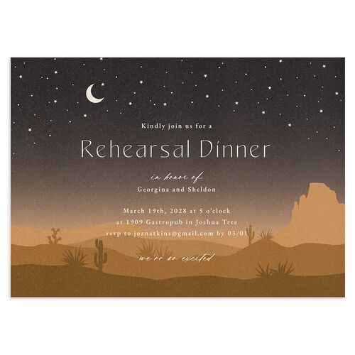 Desert Moon Rehearsal Dinner Invitations Charcoal Signature Blank Standard