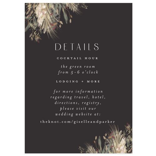 Ethereal Pampas Wedding Event Detail Cards Gold Charcoal Signature Standard