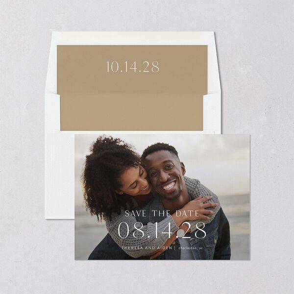 Simply Refined Photo Save the Date Cards Barely Peach Signature smooth Blank No Standard