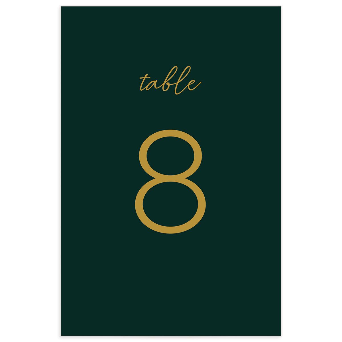 Gold Calligraphy Table Numbers Dark Green Signature
