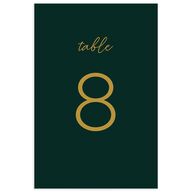 Gold Calligraphy Table Numbers Dark Green Signature