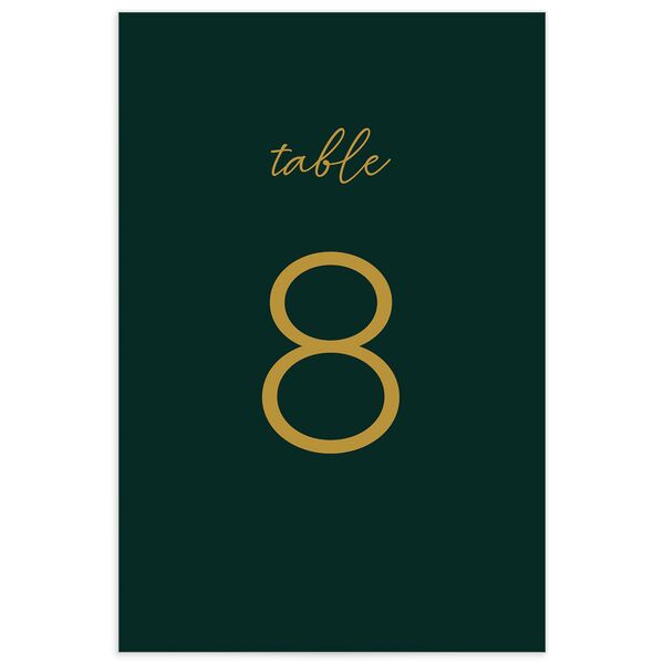 Gold Calligraphy Table Numbers Dark Green Signature