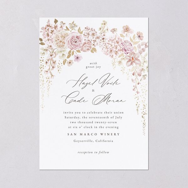 Luxury Floral Foil Wedding Invitations Gold Desert Rose Signature Blank No Standard